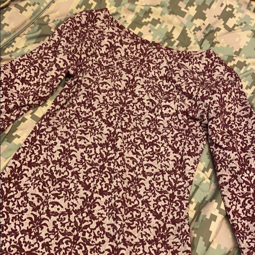 3/4 sleeve short pattered dress